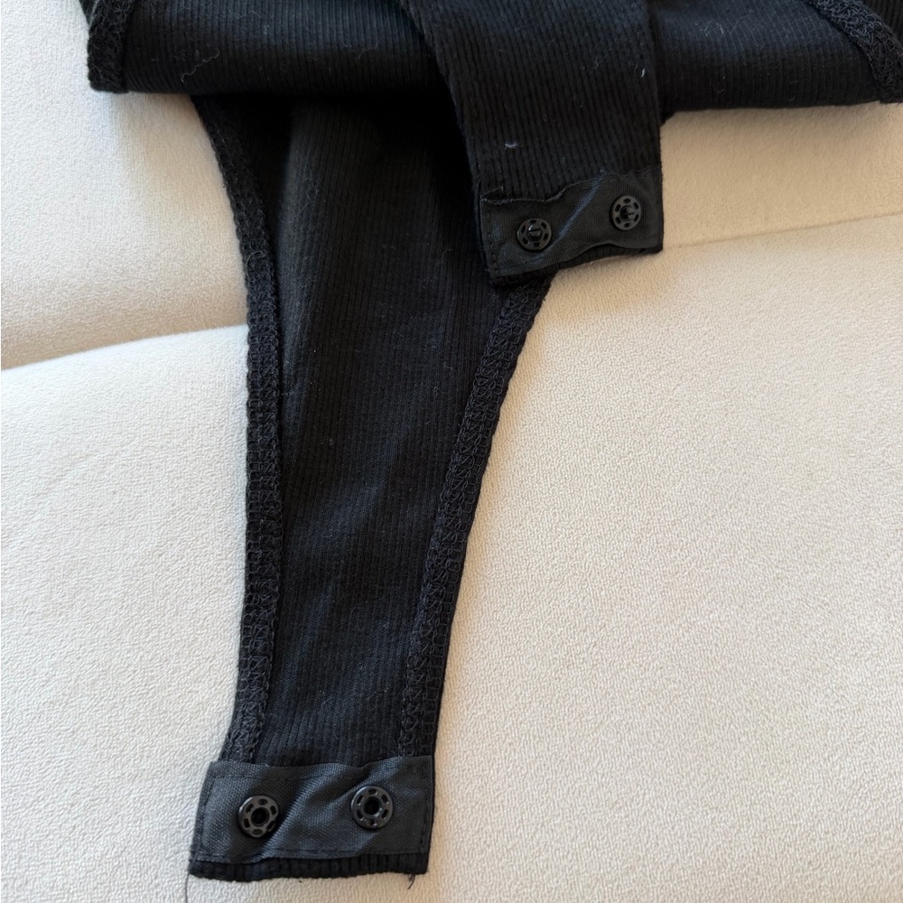 Zara Black Ruffled Ribbed Bodysuit Size Small - Picture 5 of 7